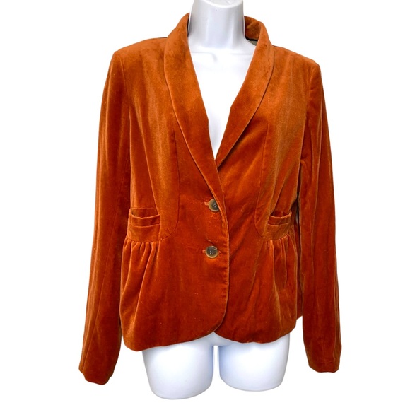 J. Crew Velvet Peplum Vintage Blazer Jacket Orange Medium M